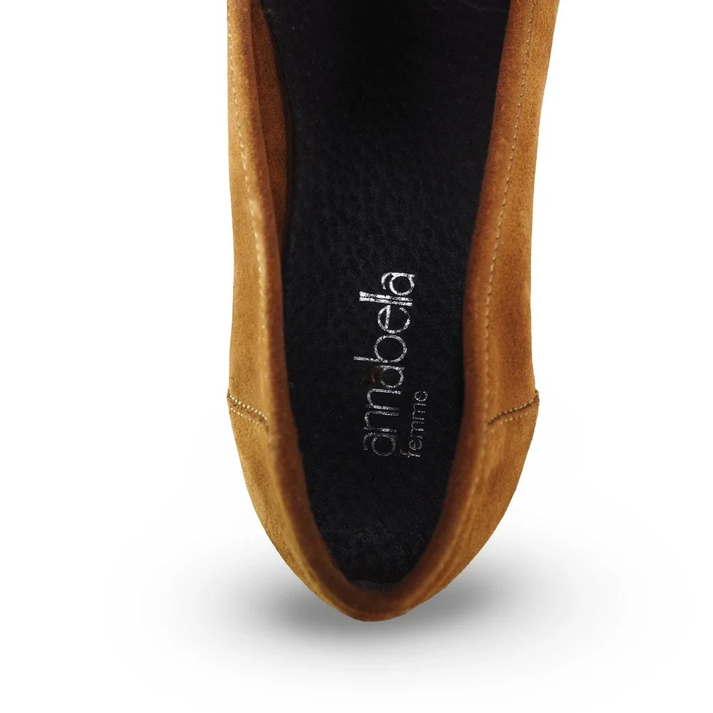 Annabella Femme Penny Loafers Women 8.5 Brown Suede Leather‎ Platform Shoes